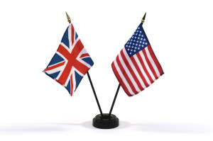 United Kingdom and USA miniature flags