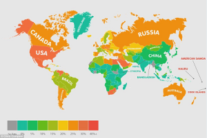 肥胖世界地图 猜猜哪个国家胖子多